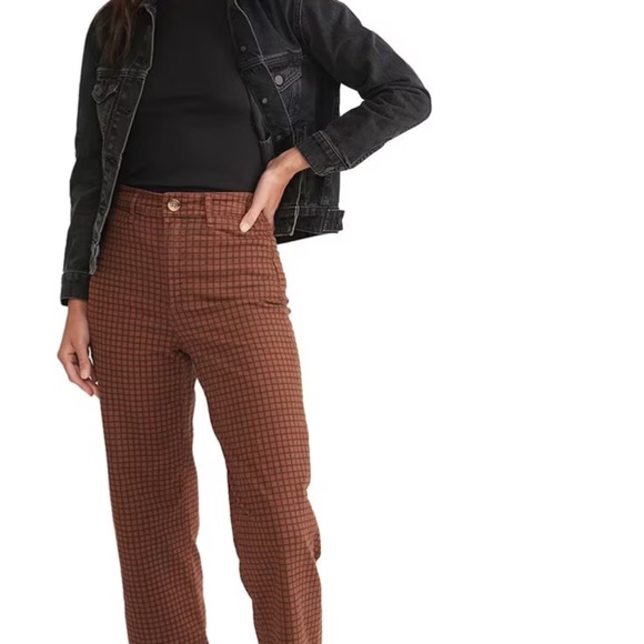 Marine Layer Rust Plaid Cropped Pants - Picture 3 of 15